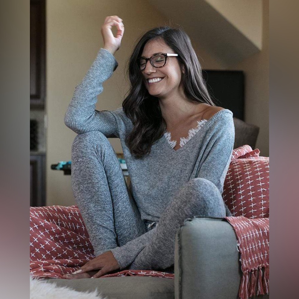 Grace & Lace Heather Gray Snow day sweater